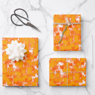 Abstrakte Kunstgestaltung Herbst Orangenfolien Geschenkpapier Set