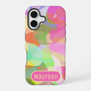 Abstrakte Kunstgestaltung mit Pastellfarben iPhone 16 Hülle