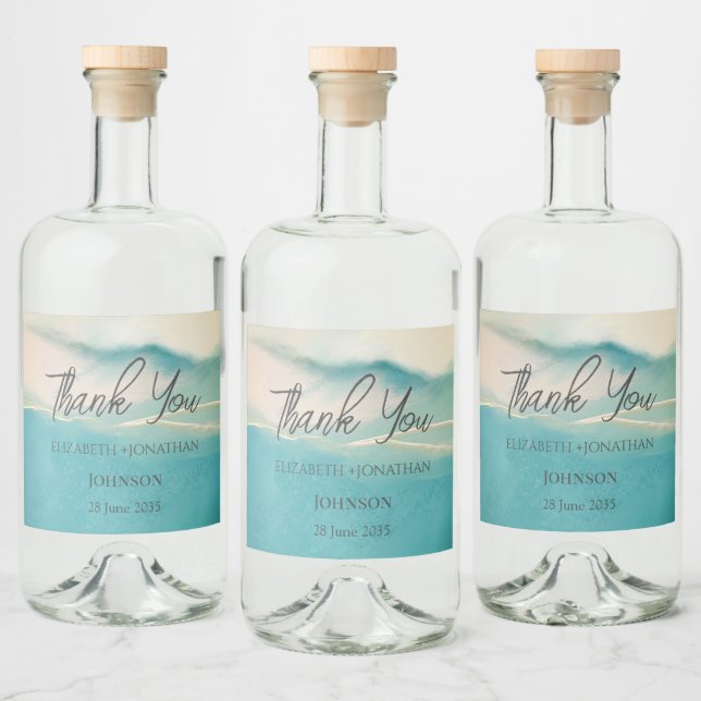 Abstrakte Kunstlandschaft Hochzeit Vielen Dank Alkoholflaschenetikett (Flaschen)