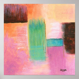 Abstrakte Kunstlandschaft Malerei Rosa Braun Orang Poster