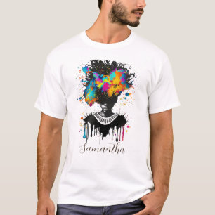 Abstrakte Künstlerin Afro   Schwarz und Weiß T-Shirt
