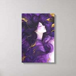 Abstrakte Künstlerin der Moderne, lila und goldfar Leinwanddruck
