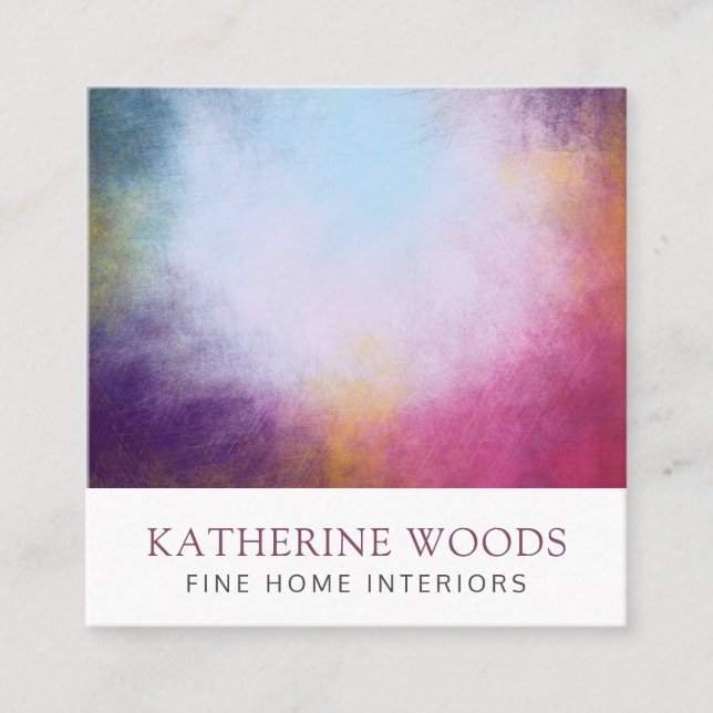 Abstrakte Kunstmalerei Interieur Designer Red Viol Quadratische Visitenkarte (Vorderseite)