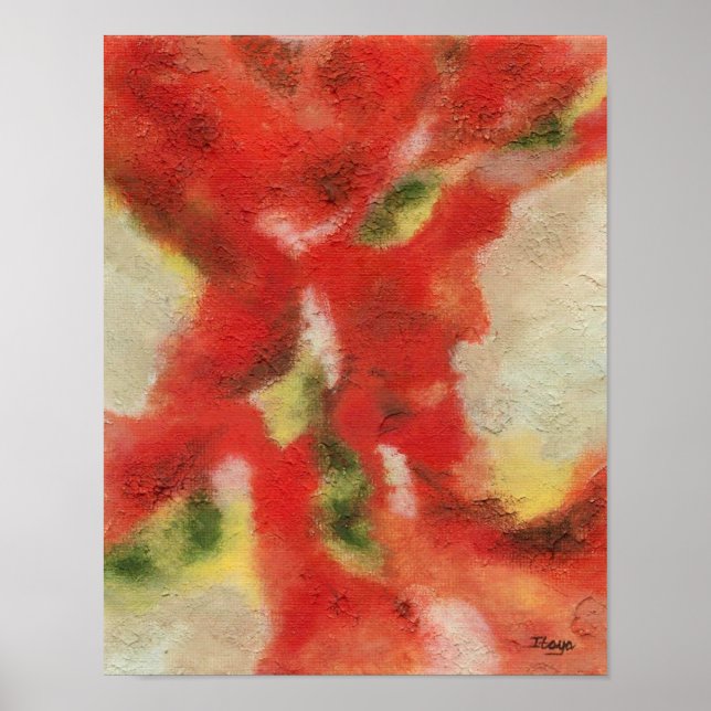 Abstrakte Kunstmalerei rot-orange-gelbe Textur Poster (Vorne)