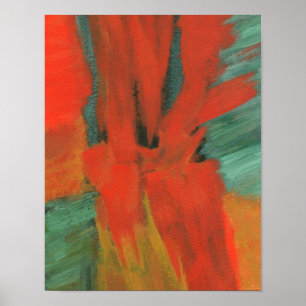 Abstrakte Kunstmalerei Rotes Orange Grünes Gold Poster