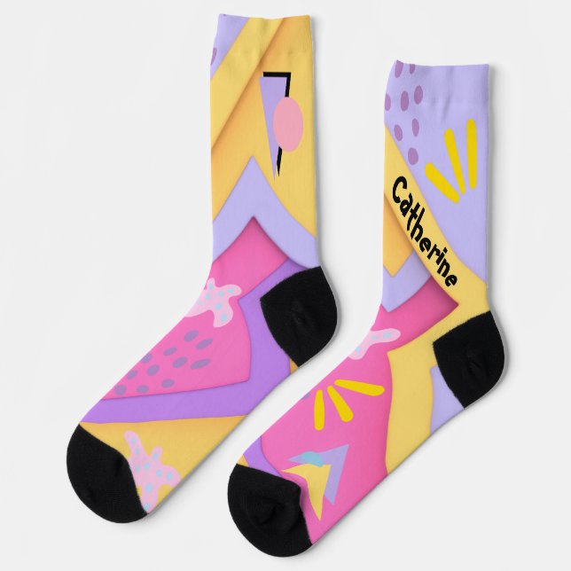 Abstrakte Kunstpinke Socken (Linkes Detail)