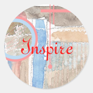 abstrakte Kunstsammlungen, gemischte Medien und Aq Runder Aufkleber