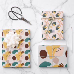 Abstrakte Kunstschattierungen aus braunen Umschlag Geschenkpapier Set