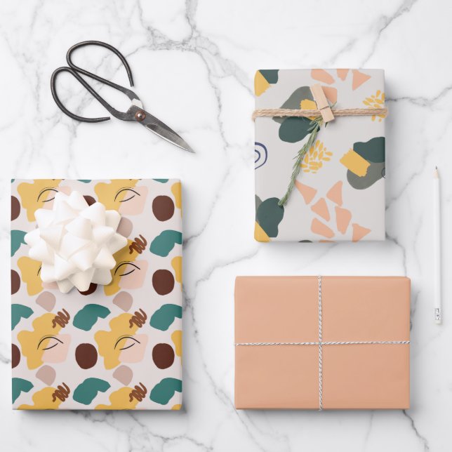 Abstrakte Kunstschattierungen aus braunen Umschlag Geschenkpapier Set (Vorderseite)