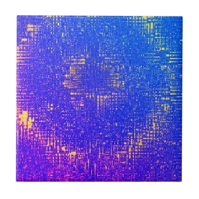 Abstrakte Kunsttextur Gelb Blau Lila Fliese (Vorderseite)