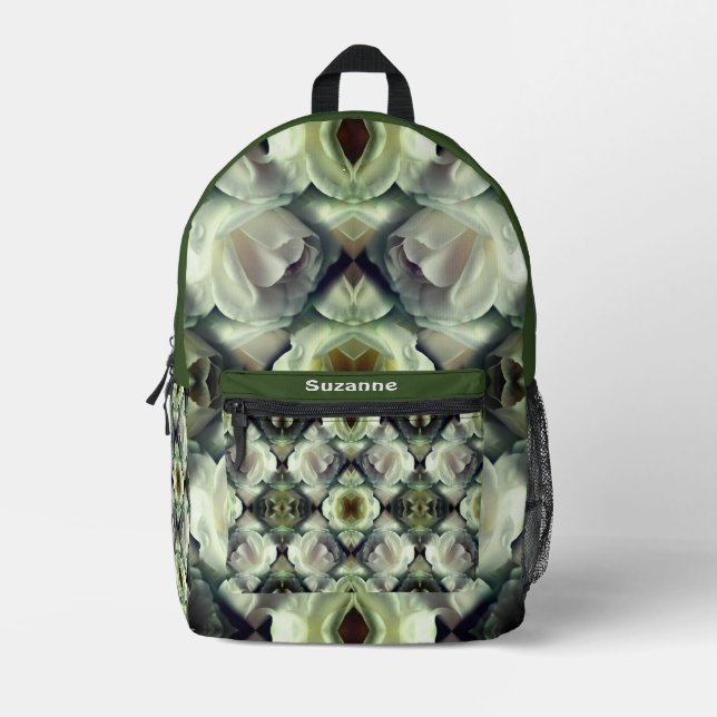 Abstrakte Kunstwerke von White Rose Personalisiert Bedruckter Rucksack (Vorderseite)