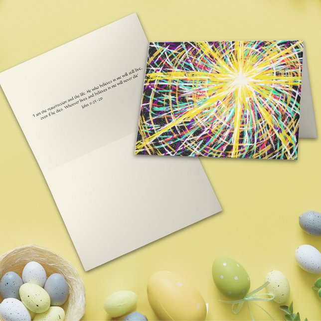 Abstrakte Kunstwiederbelebung Ruhm Osterbibel Vers Feiertagskarte (Easter Resurrection Glory Modern Christian Abstract Art folded Holiday greeting card)