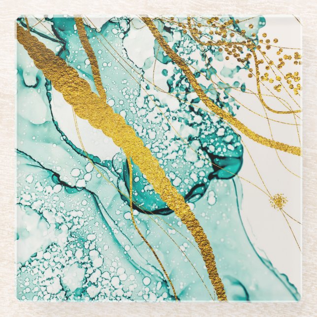 Abstrakte Kunstwolken: Lichtdurchlässige Tinte Glasuntersetzer (Vorderseite)