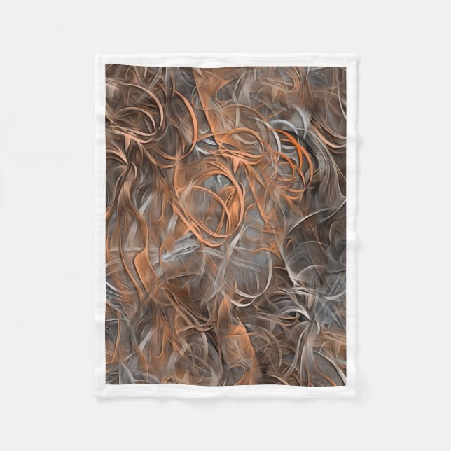Abstrakte Kupfer- und Grau-Wirbel Kuschel-Fleece-D Fleecedecke (Vorderseite)