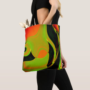 Abstrakte Kurven in Kalkgrün mit Orangenbad