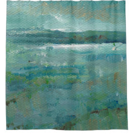 Abstrakte Küsten Aquamarin Duschvorhang
