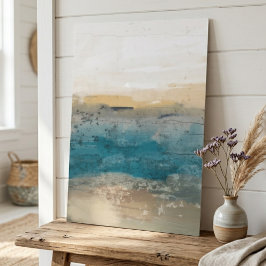 Abstrakte Küstenlandschaft in Türkis und Beige Poster