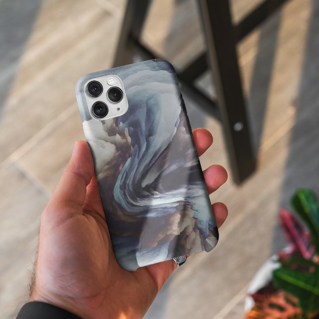 Abstrakte Lackgehäuse in Blau und Braun Case-Mate iPhone Hülle (Blue and brown abstract painting iphone cases)