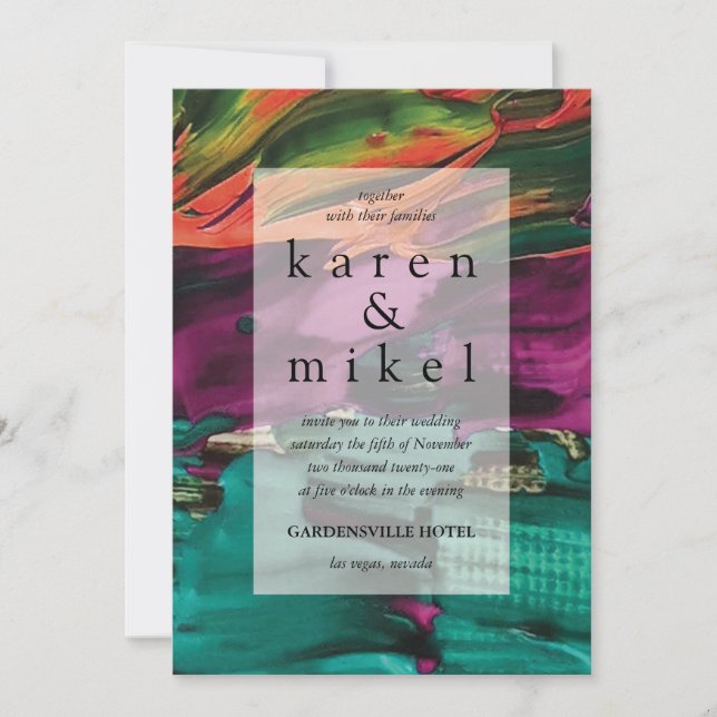 Abstrakte Lackierung - Einladung zur Hochzeit (Vorderseite)