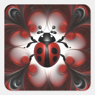 Abstrakte Ladybird Art Design, Quadratischer Aufkleber