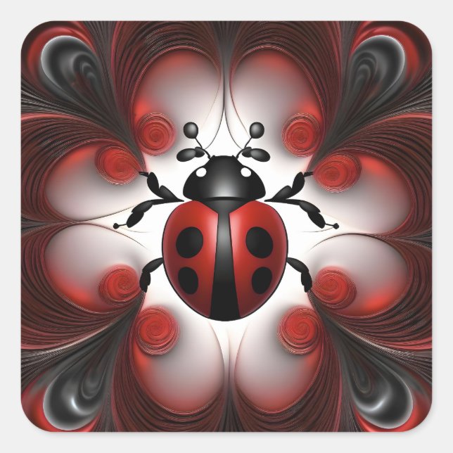 Abstrakte Ladybird Art Design, Quadratischer Aufkleber (Vorderseite)