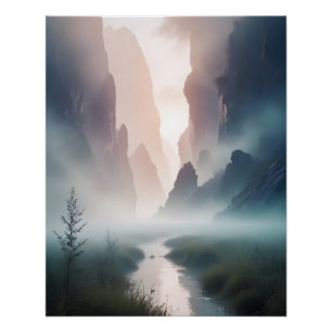 Abstrakte Landschaft Berge Tal Naturlandschaft Poster