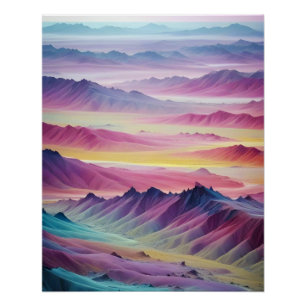 Abstrakte Landschaft Berge Tal Naturlandschaft Poster