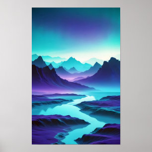 Abstrakte Landschaft Berge Tal Naturlandschaft Poster