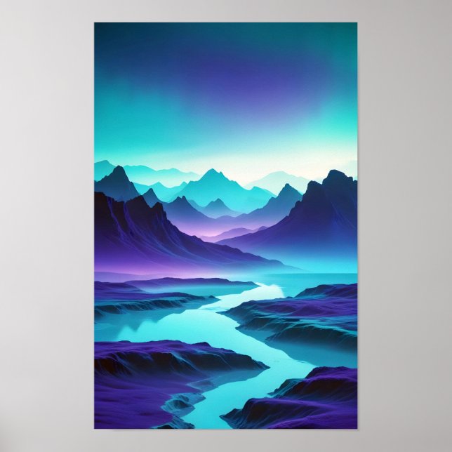 Abstrakte Landschaft Berge Tal Naturlandschaft Poster (Vorne)