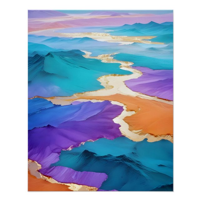 Abstrakte Landschaft Berge Tal Naturlandschaft Poster (Vorderseite)