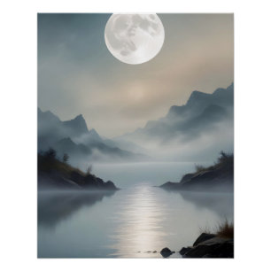 Abstrakte Landschaft Berge Tal Naturlandschaft Poster