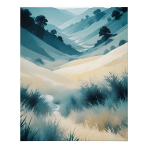 Abstrakte Landschaft Berge Tal Naturlandschaft Poster