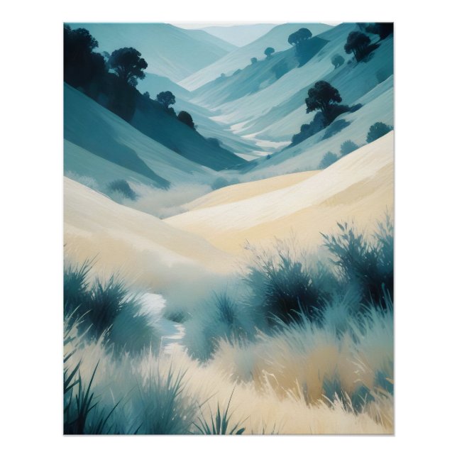 Abstrakte Landschaft Berge Tal Naturlandschaft Poster (Vorderseite)