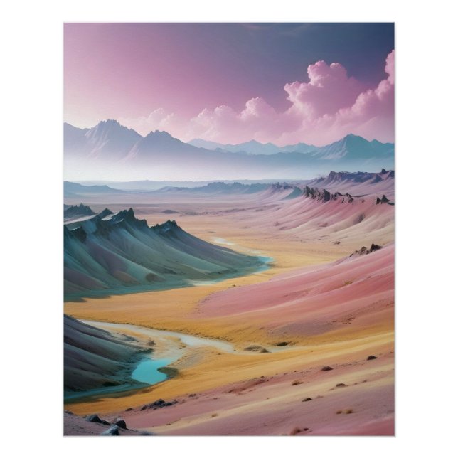 Abstrakte Landschaft Berge Tal Naturlandschaft Poster (Vorderseite)