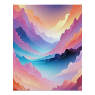 Abstrakte Landschaft Berge Tal Naturlandschaft Poster