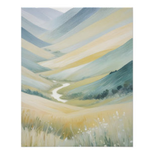 Abstrakte Landschaft Berge Tal Naturlandschaft Poster