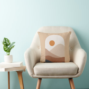 Abstrakte Landschaft Boho, Erdbeige Kissen