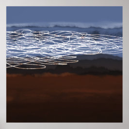 Abstrakte Landschaft Braun Blau Moderne Kunst Poster