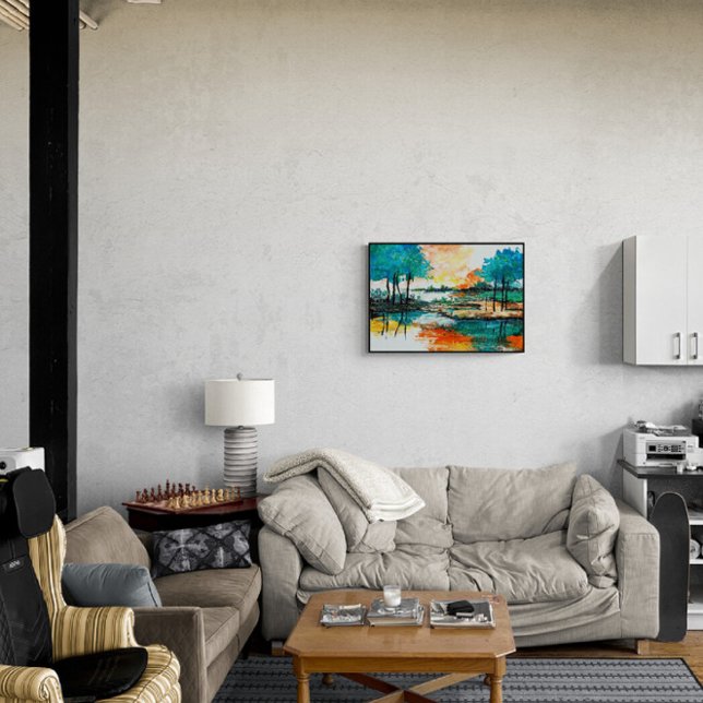 Abstrakte Landschaft, farbenfrohe Acrylmalerei Poster (Von Creator hochgeladen)