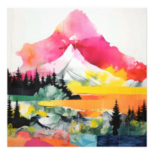 Abstrakte Landschaft farbenfrohe Collage Fotodruck