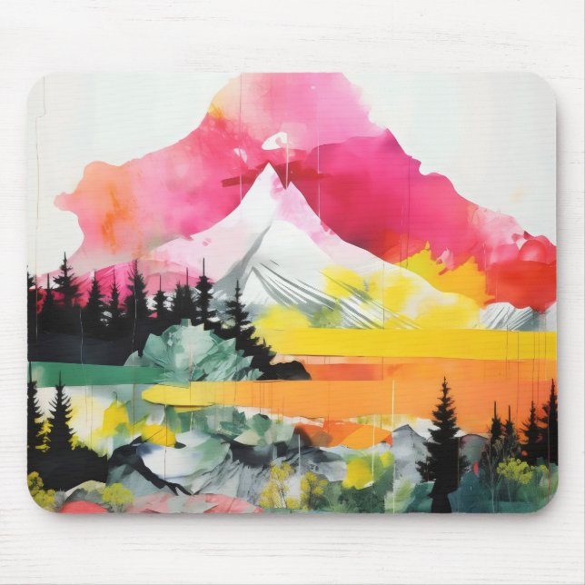 Abstrakte Landschaft farbenfrohe Collage Mousepad (Vorne)