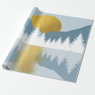 Abstrakte Landschaft Goldener Winter Sonnenunterga Geschenkpapier