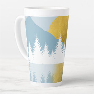 Abstrakte Landschaft Goldener Winter Sonnenunterga Milchtasse