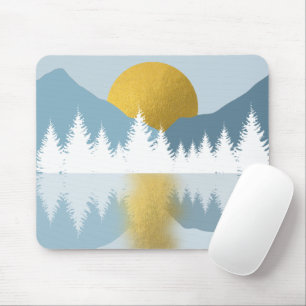 Abstrakte Landschaft Goldener Winter Sonnenunterga Mousepad