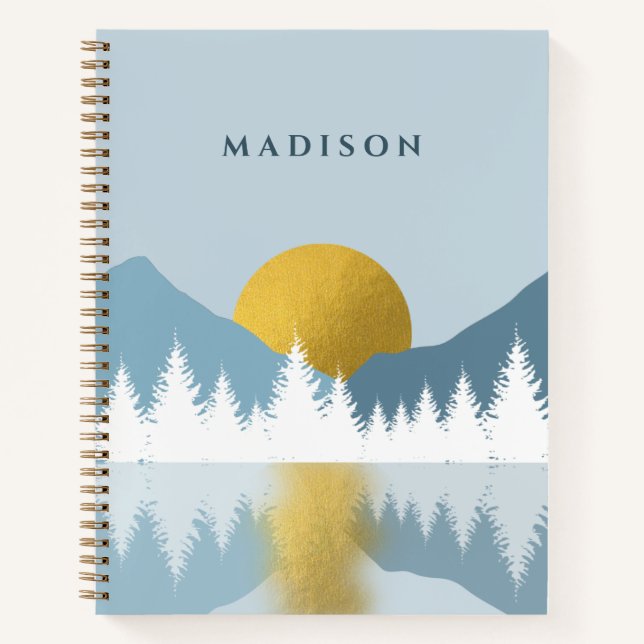 Abstrakte Landschaft Goldener Winter Sonnenunterga Notizbuch (Vorderseite)