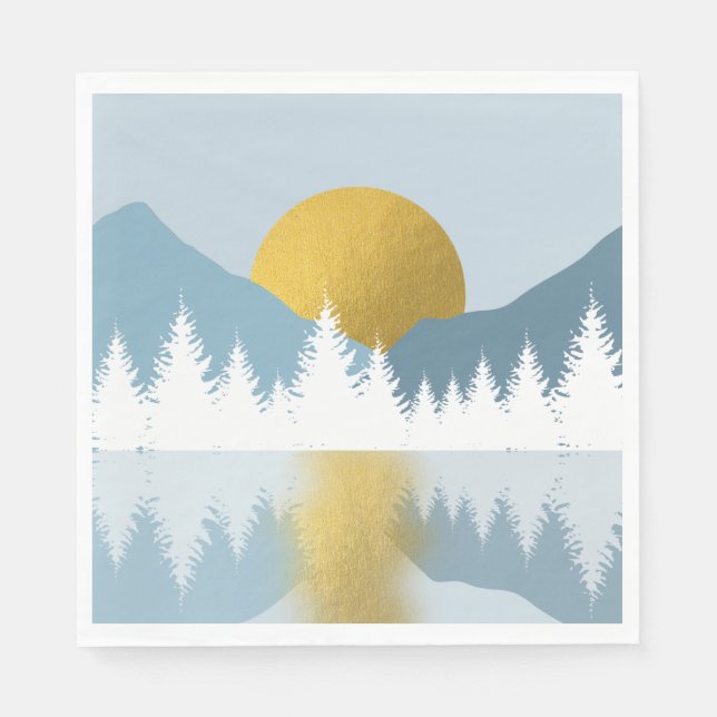 Abstrakte Landschaft Goldener Winter Sonnenunterga Serviette (Vorderseite)