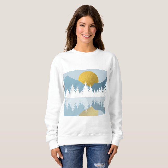 Abstrakte Landschaft Goldener Winter Sonnenunterga Sweatshirt (Vorne ganz)