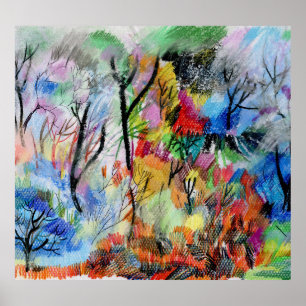 Abstrakte Landschaft: Handgezeichneter Hintergrund Poster