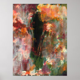 Abstrakte Landschaft Kunst Malerei Grün Orange Sch Poster