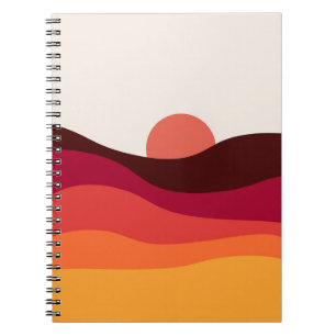 Abstrakte Landschaft mit Meer bei Sonnenuntergang Notizblock